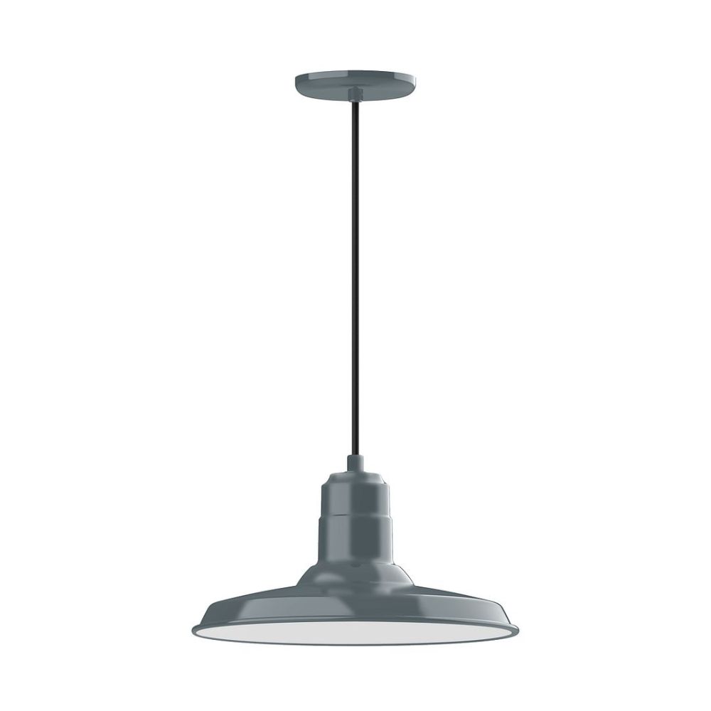 Montclair Lightworks PEB183-40 14" Warehouse shade, pendant with black cord and canopy, Slate Gray